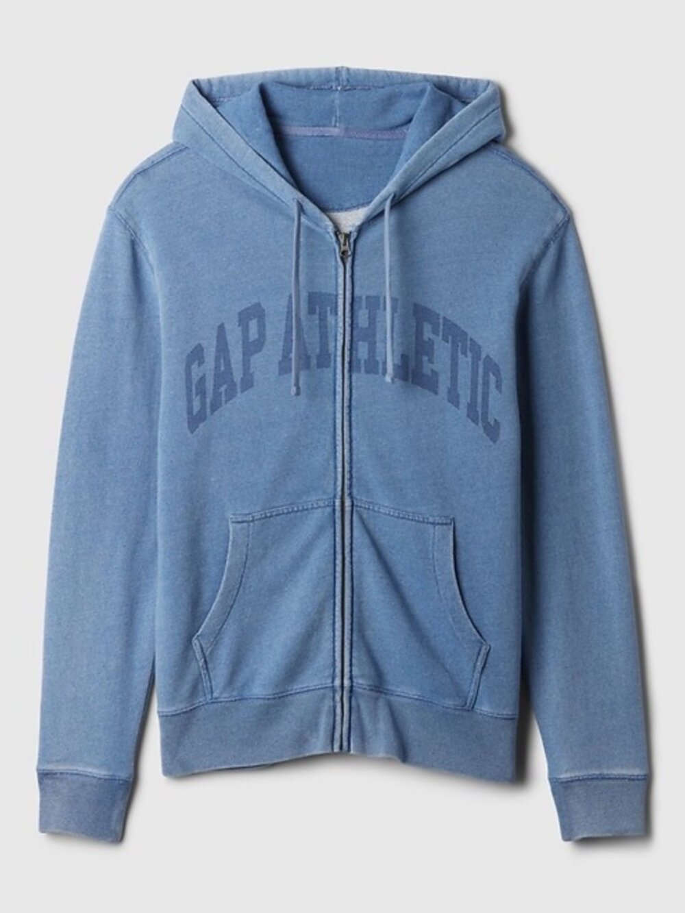Gap Athletic Full Zip Hoodie Light Indigo Blue Logo Sweatshirt Men’s L